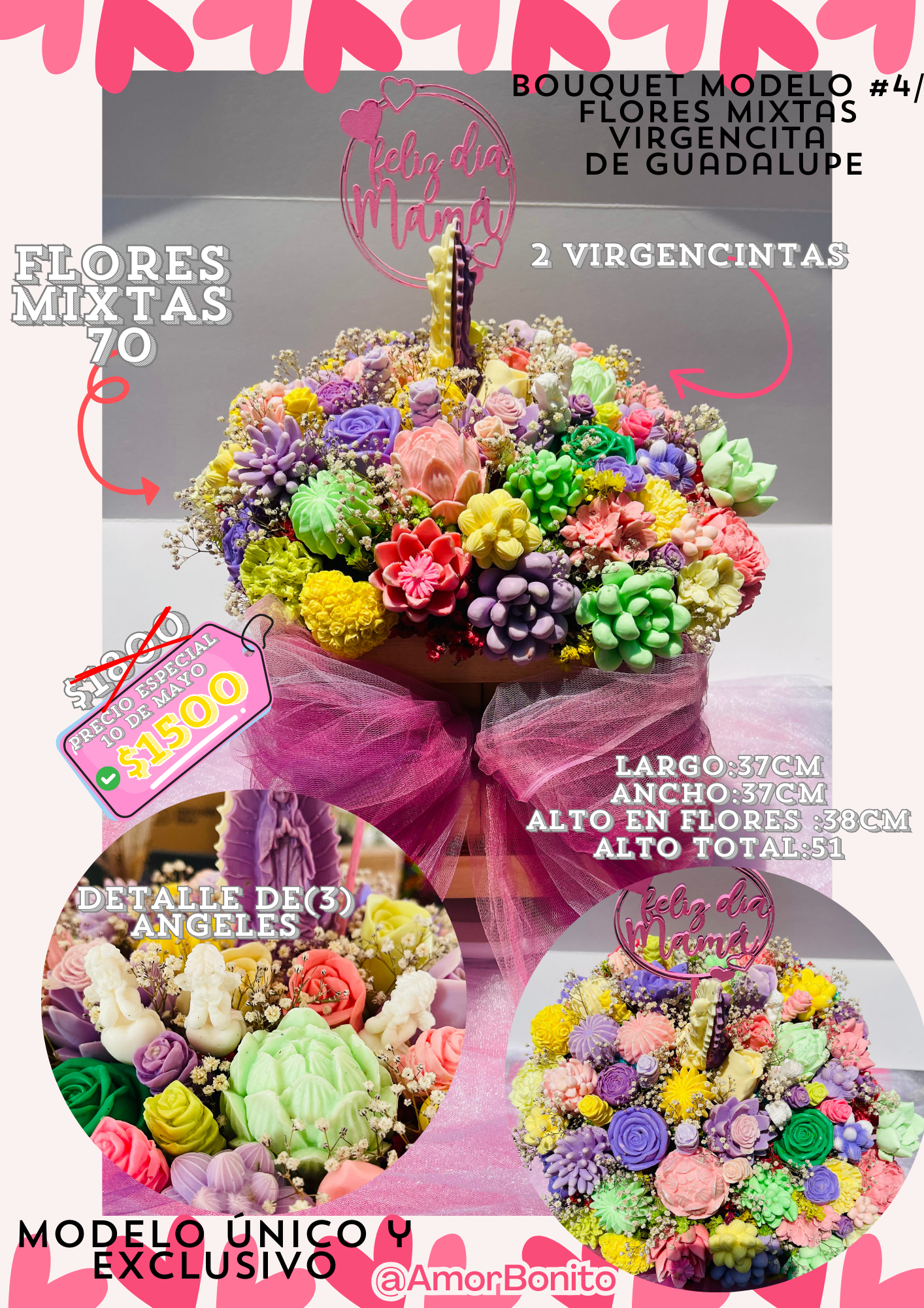 BOUQUET FLORES MIXTAS Y VIRGENCITA