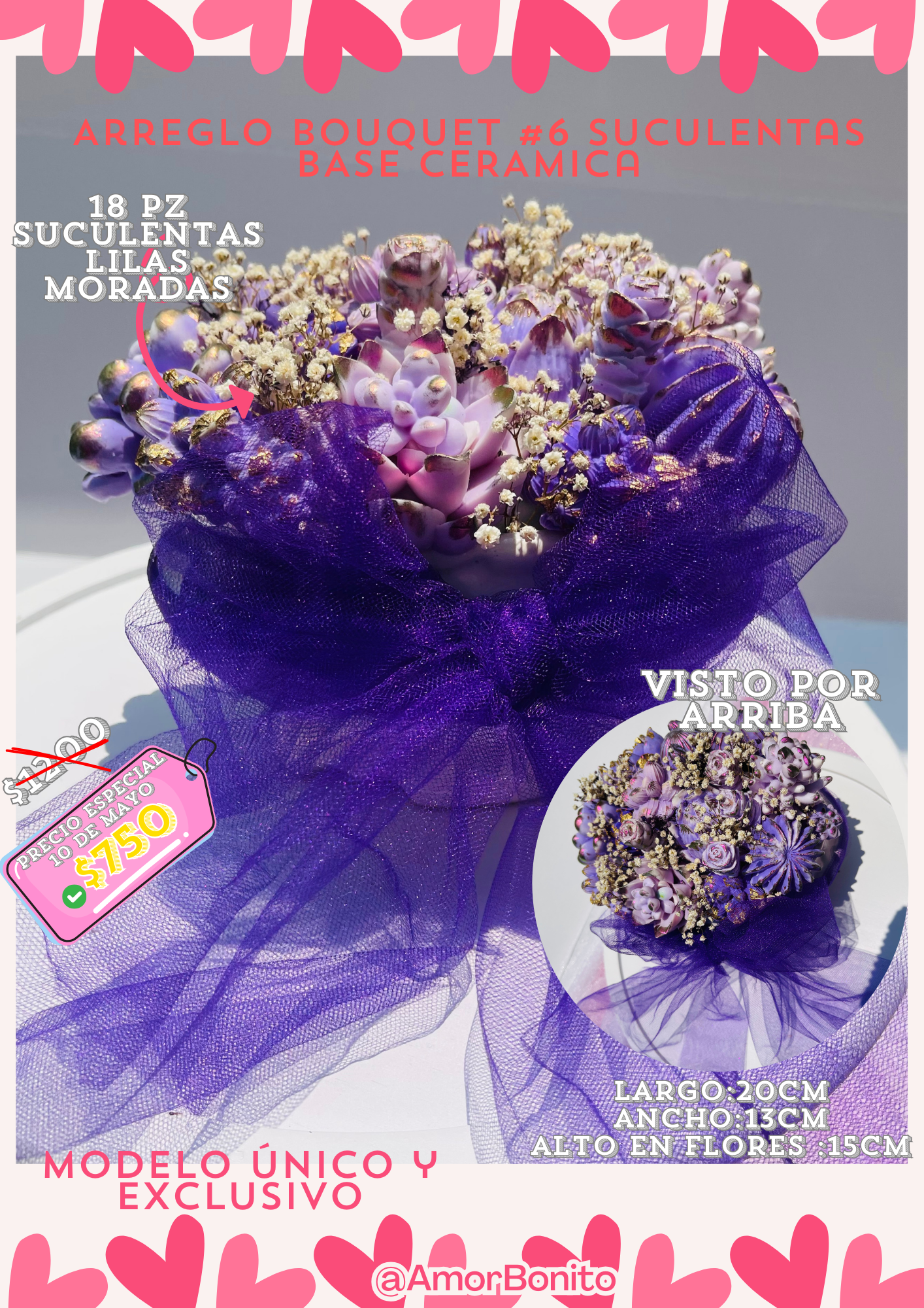 BOUQUET SUCULENTAS MORADAS