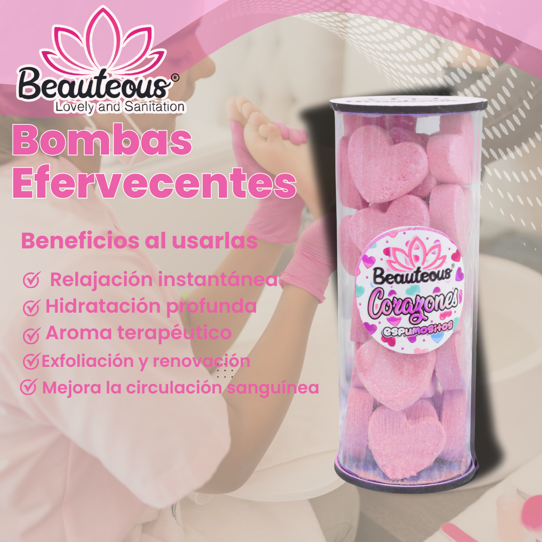 Bote de bombas efervecentes corazon