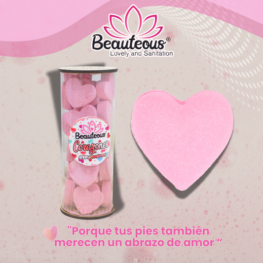 Bote de bombas efervecentes corazon