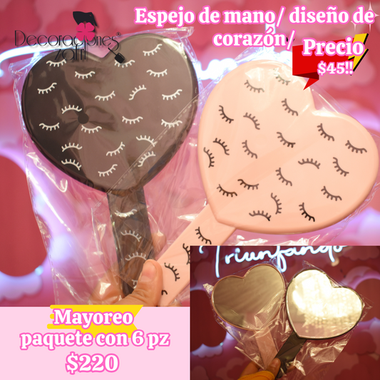 Espejo de mano de corazon